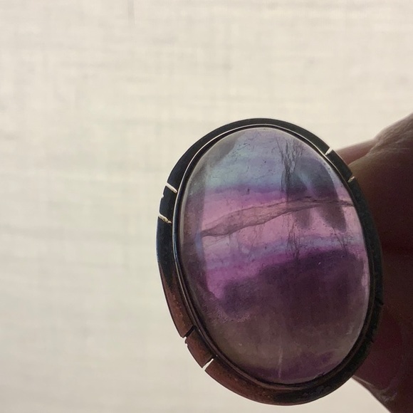 9 Fluorite Sterling Ring Purple & Blue Large stone - Picture 3 of 7